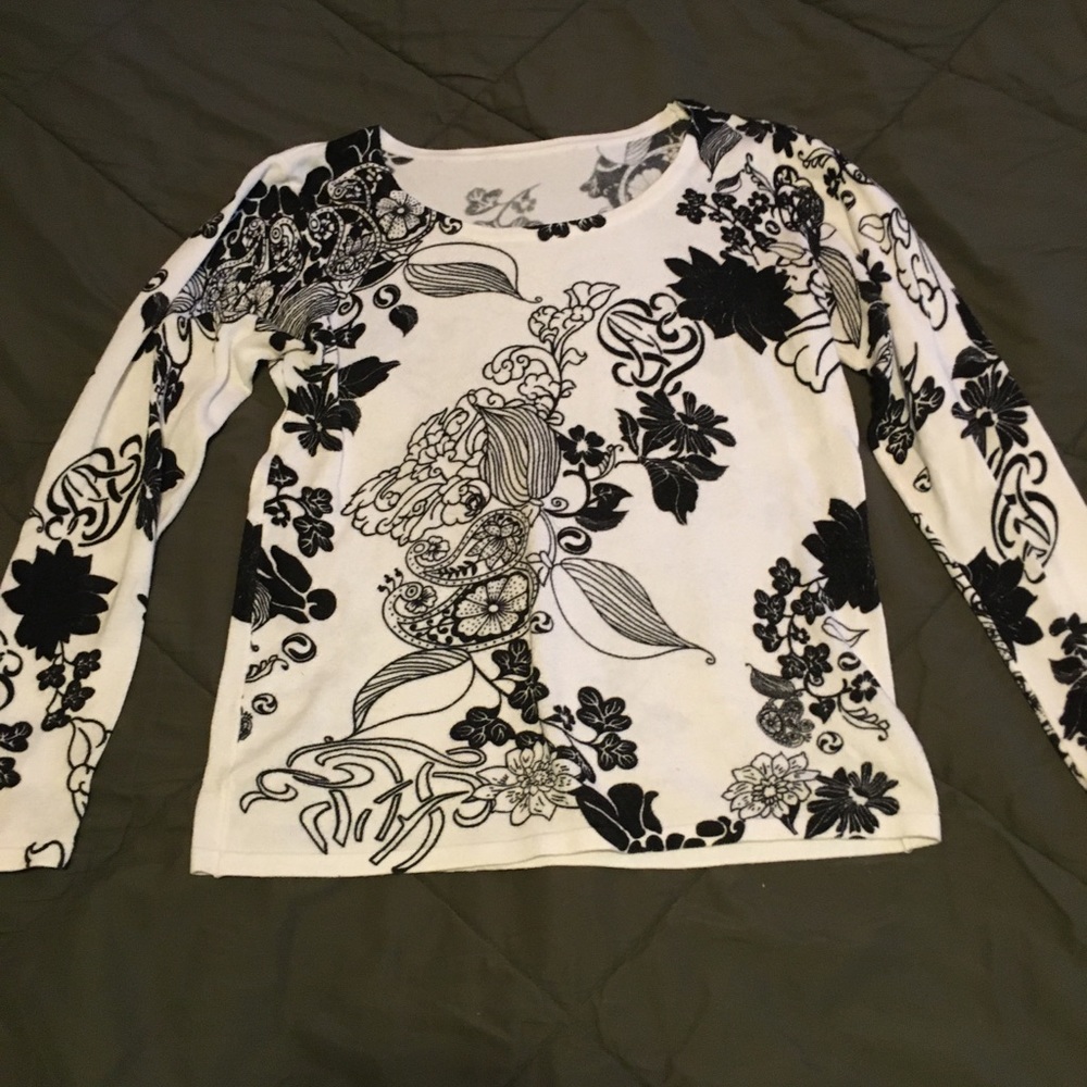 Black and white floral sweater